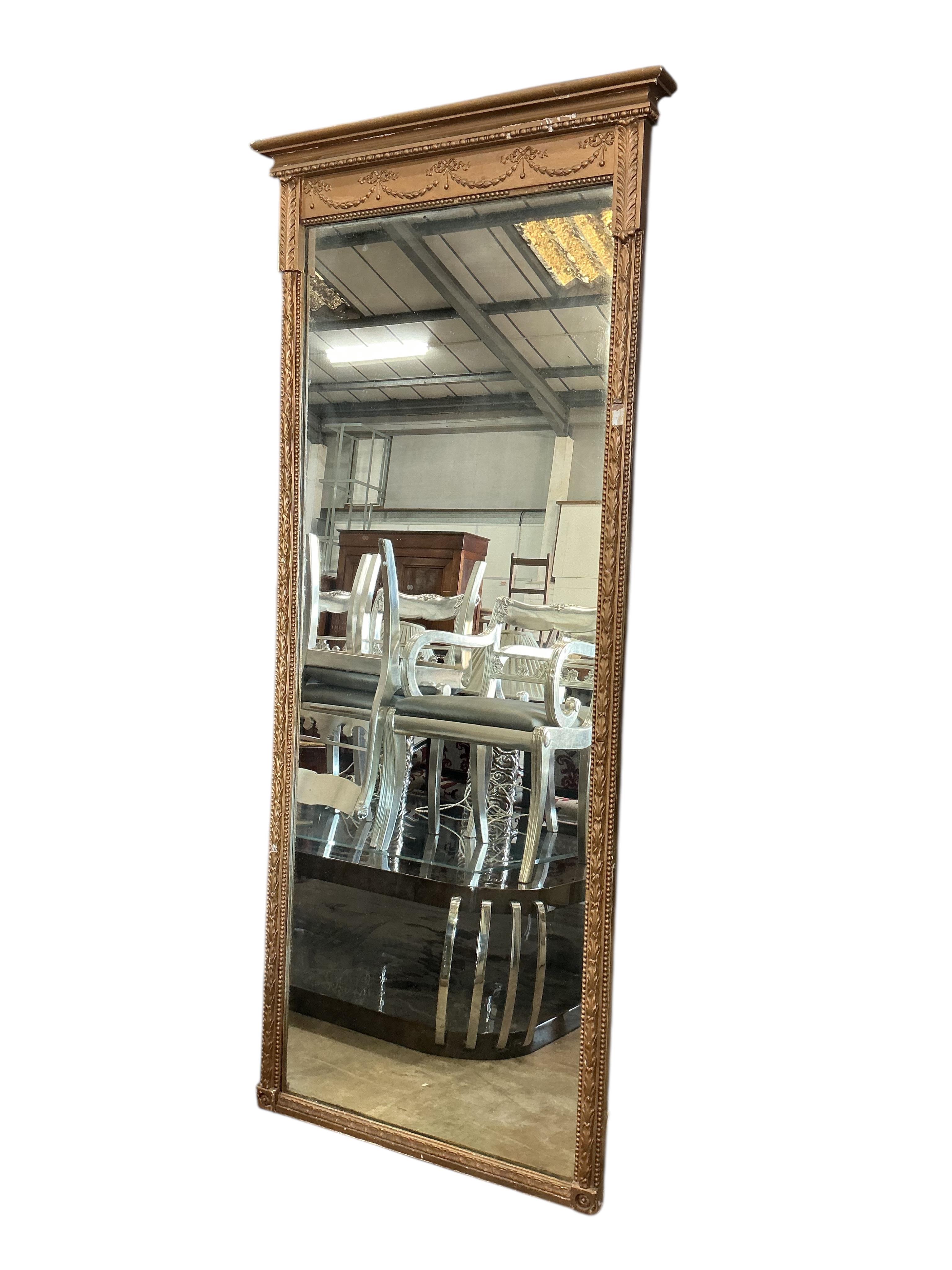 A late Victorian giltwood and composition pier glass, width 88cm, height 206cm